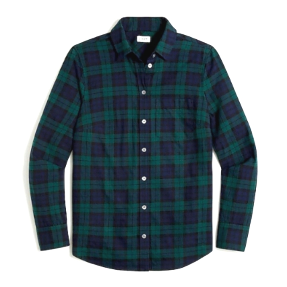 J. Crew Women' Boy Fit Navy Blue & Green Plaid  Long Sleeve Button Down Shirt XS - Picture 2 of 9
